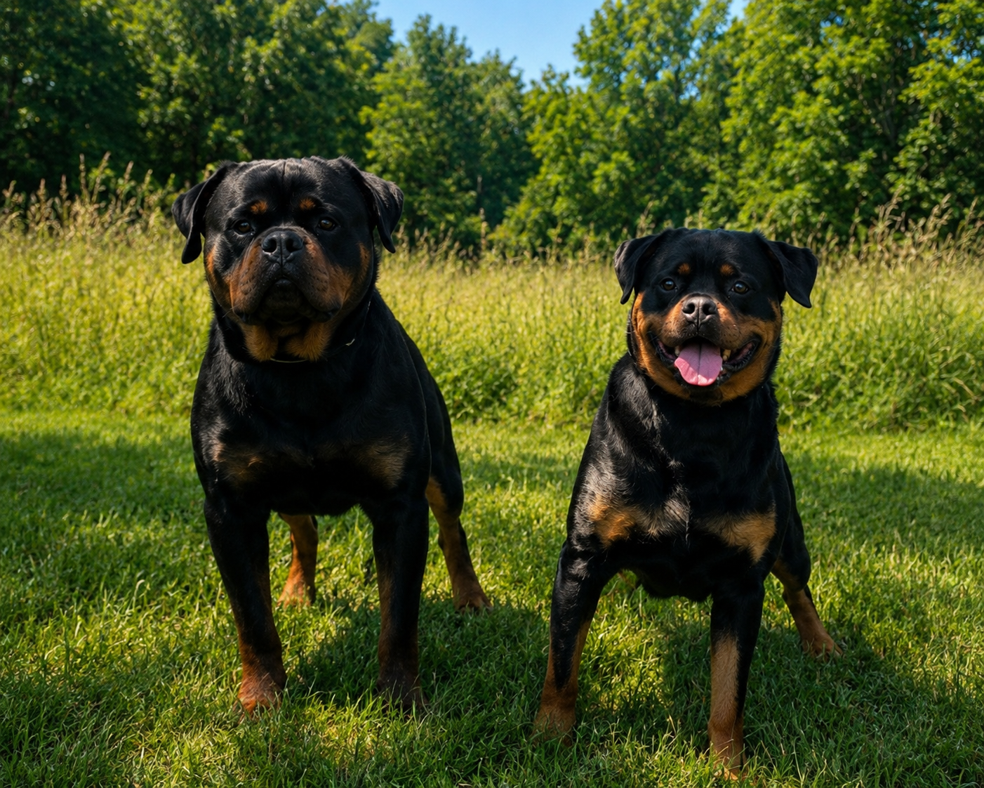 Don Nine-Rott and Shotzi together in a grassy field
